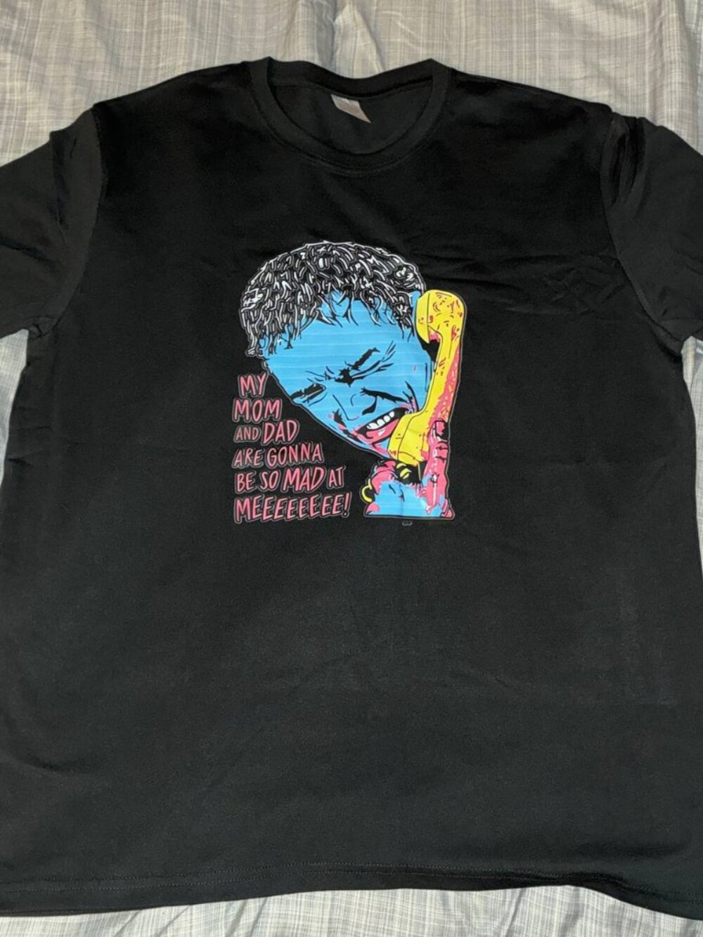 Stu Macher Shirt T Shirt "Mom and Dad Are Gonna Be Mad" Scream Graphic - New XL